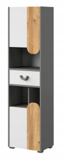 Regál do detskej izby - Nábytok Carini 03 Graphite Rack Dub Názov biely