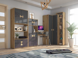 Zostava nábytku do detskej izby - Index nábytku #1 Mládež Set Grey Gloss Oak
