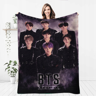 Prikrývka, prehozy na posteľ - Motív BTS, flanelová prikrývka
