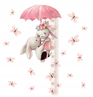 Meter na meranie výšky detí - Bunny Rast Člen STrancer 50x100 cm