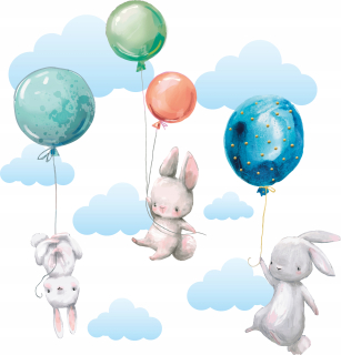 Destké samolepky - Bunny nástenné nálepky balóny