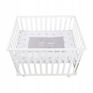 Ohrádka pre deti - Roba Wooden Playpen 75x100 cm "rocková hviezda