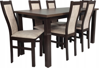 Stôl so stoličkami do obývačky - Tabuľka Kant 150x80+40 a 6 Austin Stoličky