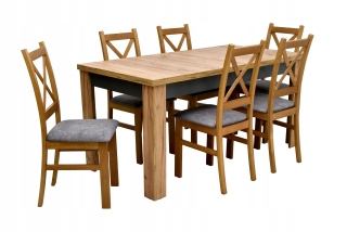 Stôl so stoličkami do obývačky - Kraft Złoty /Graphite Table Kraft Gold /Grey Stoličky