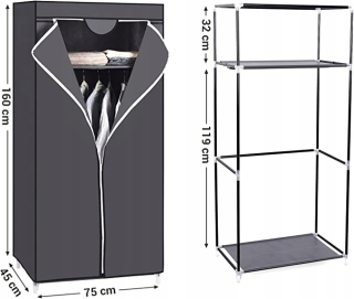 Skriňa do predsiene - Sklopený materiál šatník 75x45x160cm šedá
