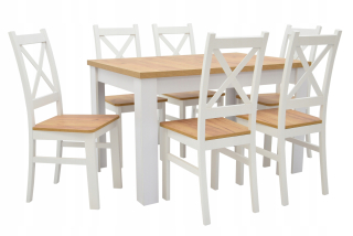 Stôl so stoličkami do obývačky - SET 6X KRZYżAK SILLY + skladací stolík C-11