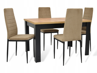 Stôl so stoličkami do obývačky - Sada tabuľka 120 x 80 + 4 stoličky Moderné farby