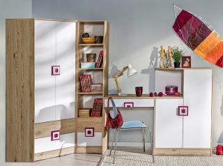 Zostava nábytku do detskej izby - Rohová šatníka Set Desk Wall Unit Nico 9