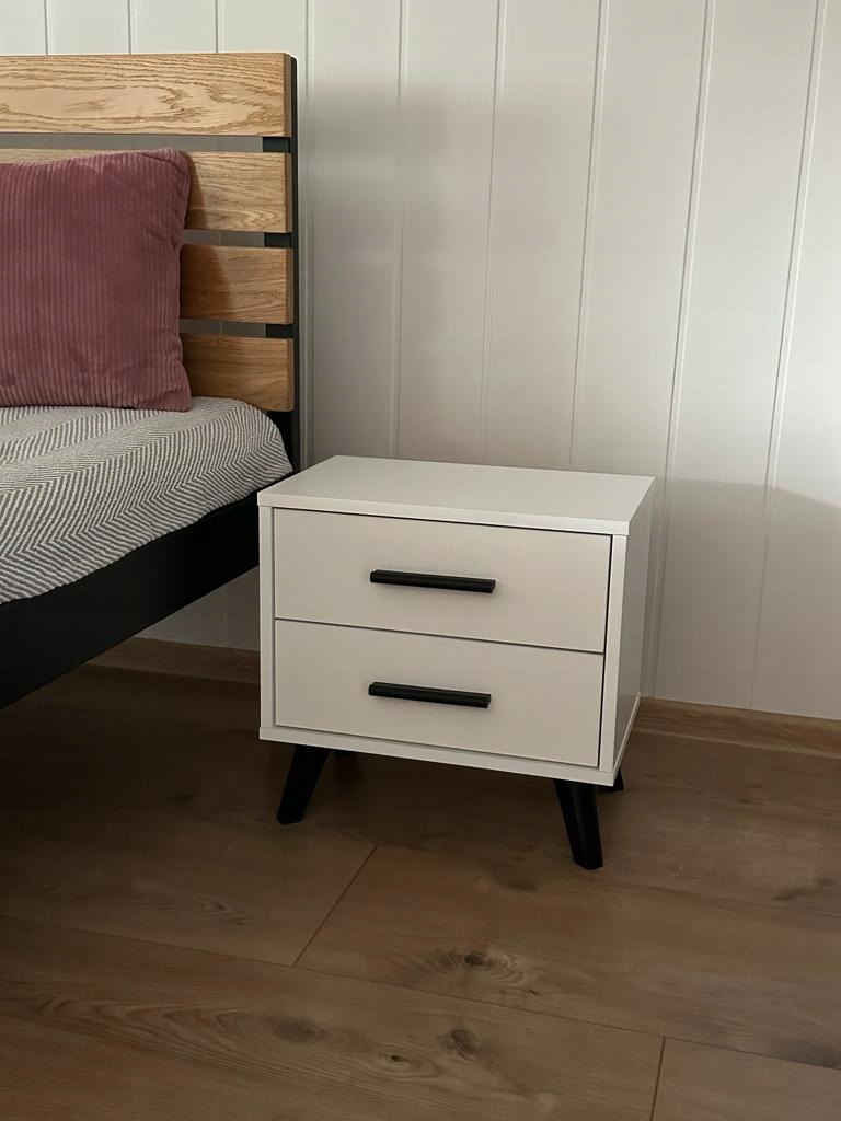 Nočný stolík - Skrinka SN-2 45 cm biela rohož